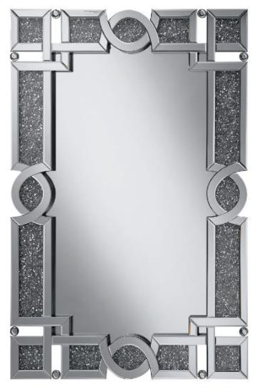 Jackie Interlocking Wall Mirror with Iridescent Panels and Beads Silver