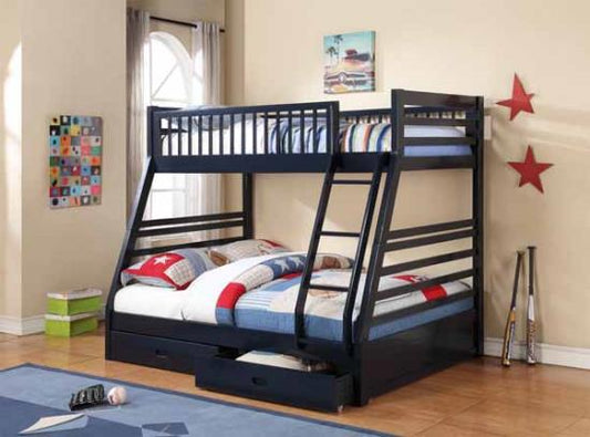 Ashton Twin over Full 2-drawer Bunk Bed Navy Blue