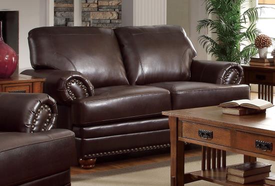 Colton Rolled Arm Upholstered Loveseat Brown