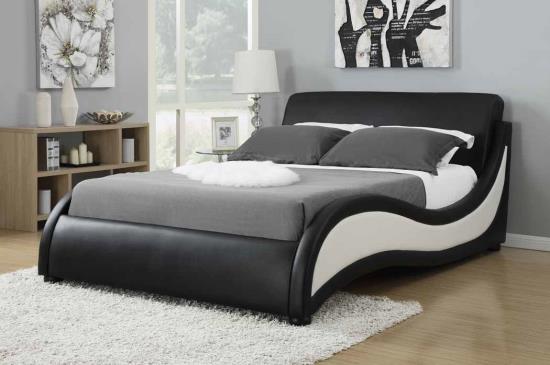 Niguel Queen Upholstered Bed Black and White