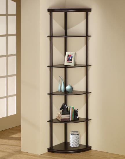 Bonwick 5-shelf Corner Bookshelf Cappuccino