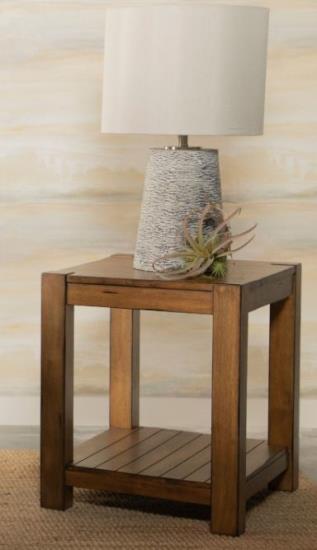 Rectangular End Table with Lower Shelf Rustic Brown