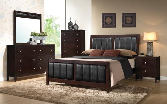 Carlton Bedroom Set with Upholstered Headboard Cappuccino