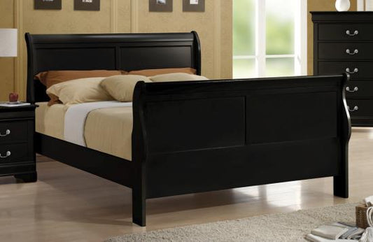 Louis Philippe Full Sleigh Panel Bed Black