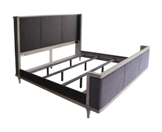 Alderwood Eastern King Upholstered Panel Bed Charcoal Grey