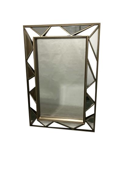 Rhonda Rectangular Geometric Wall Mirror Gold