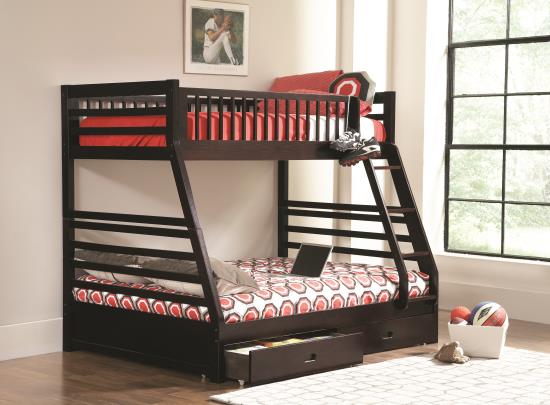 Ashton Twin over Full 2-drawer Bunk Bed Cappuccino
