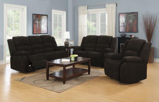 Gordon Upholstered Tufted Living Room Set Chocolate Brown