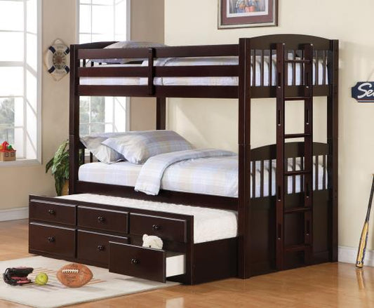 Kensington Twin over Twin Bunk Bed with Trundle Cappuccino