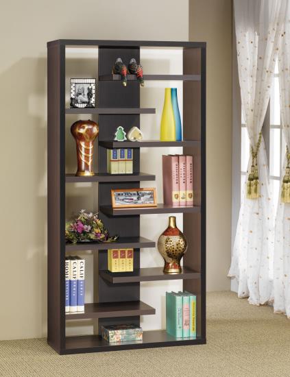 Altmark Bookcase with Staggered Floating Shelves Cappuccino