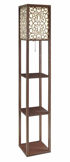 Macchino Square Floor Lamp with 3 Shelves Cappuccino