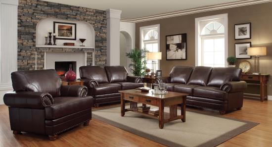Colton Upholstered Living Room Set Brown