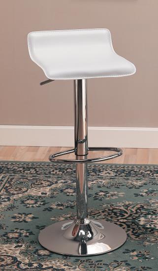 Bidwell 29'' Upholstered Backless Adjustable Bar Stools White and Chrome (Set of 2)