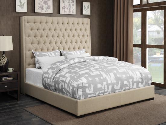 Camille Queen Button Tufted Bed Cream