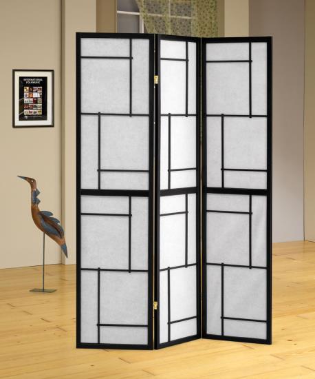 Katerina 3-panel Folding Floor Screen Black and White