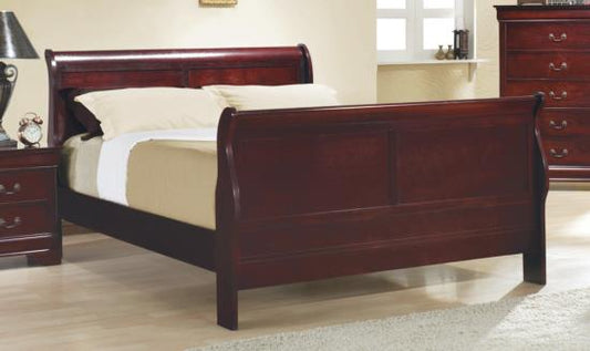 Louis Philippe Twin Sleigh Panel Bed Red Brown