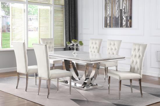 Kerwin 7-piece Dining Room Set White and Chrome