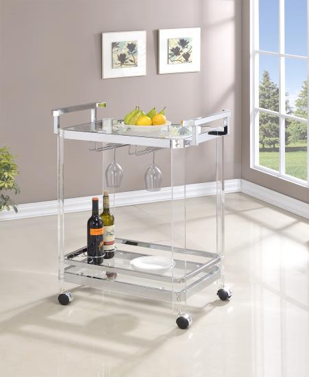 Jefferson 2-tier Glass Serving Cart Clear