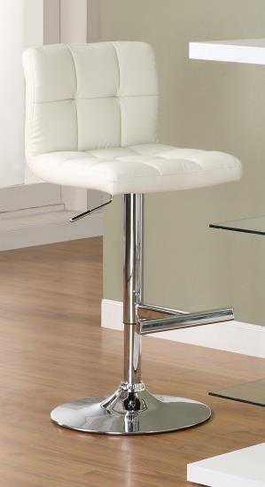 Lenny Adjustable Height Bar Stools Chrome and White (Set of 2)