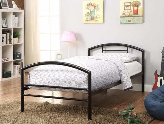 Baines Twin Metal Bed with Arched Headboard Black