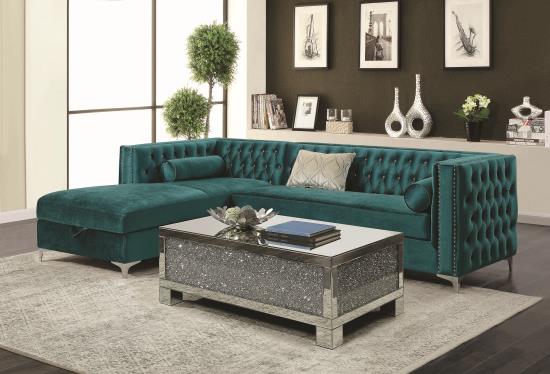 Bellaire Button-tufted Upholstered Sectional Teal