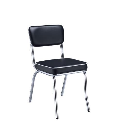 Retro Open Back Side Chairs Black and Chrome (Set of 2)