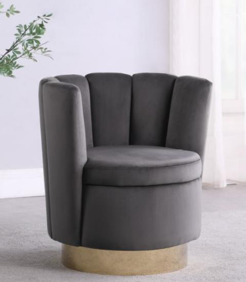 Channeled Tufted Swivel Chair Grey and Gold