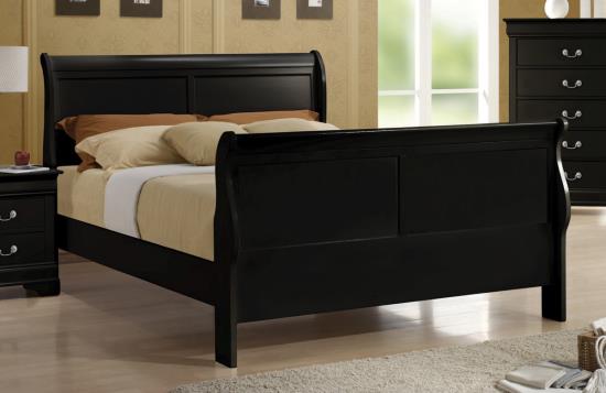 Louis Philippe Twin Sleigh Panel Bed Black