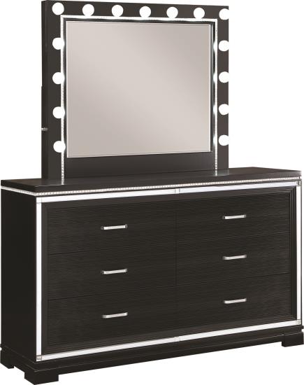 Eleanor Rectangular 6-drawer Dresser Silver and Black