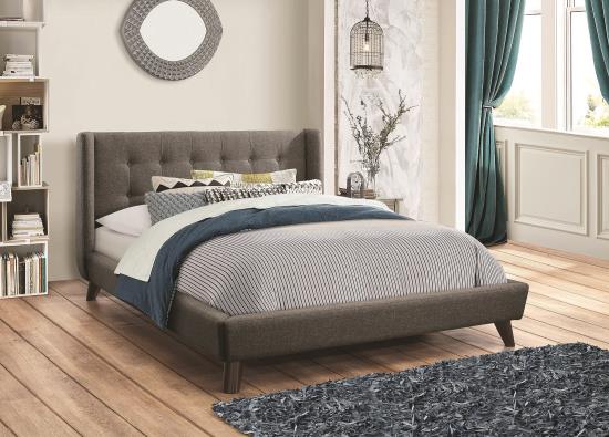 Carrington Button Tufted Eastern King Bed Grey