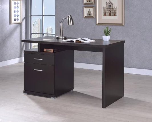 Irving 2-drawer Office Desk with Cabinet Cappuccino