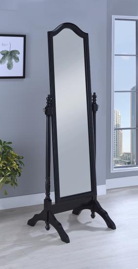 Cabot Rectangular Cheval Mirror with Arched Top Black