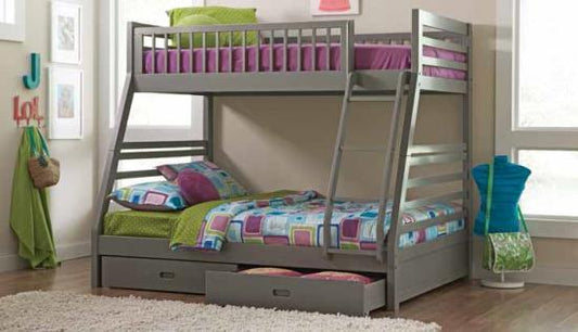 Ashton Twin over Full Bunk 2-drawer Bed Grey