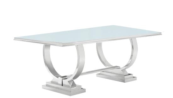 Antoine Rectangle Dining Table White and Chrome