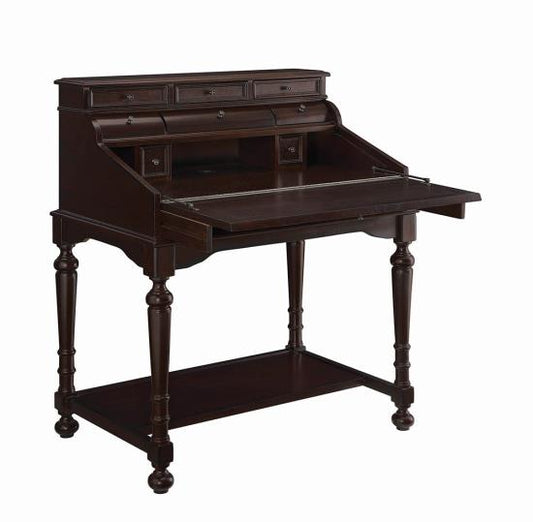 Milo 10-drawer Secretary Desk Warm Brown