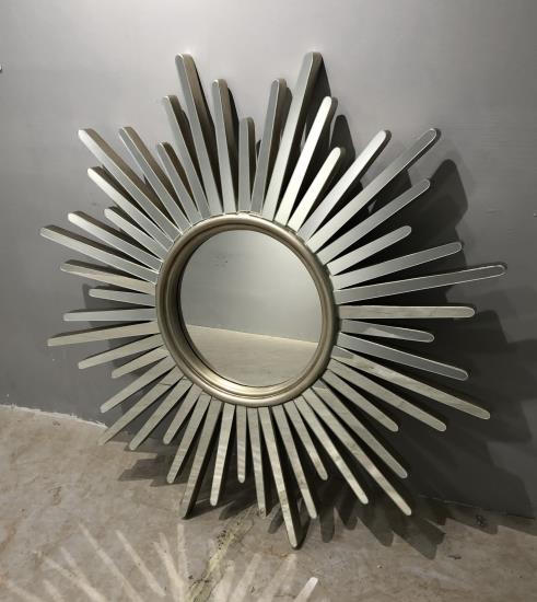 Beiwen Sunburst Wall Mirror Champagne and Silver