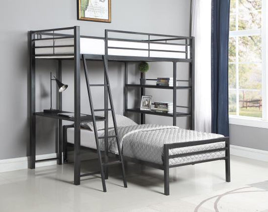 Hadley Platform Twin Bed with Casters Gunmetal