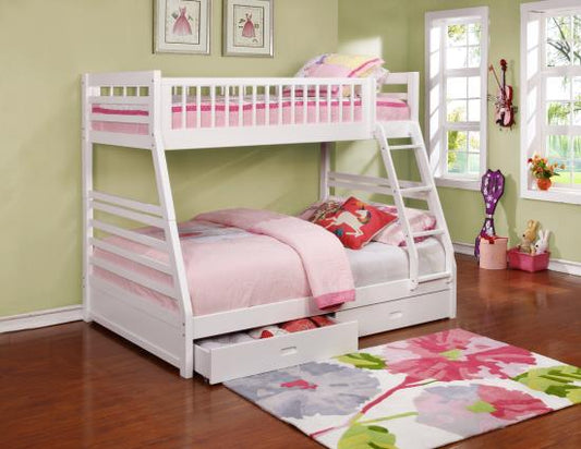 Ashton Twin over Full 2-drawer Bunk Bed White