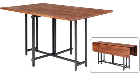 Bridgeport Dining Table with Two Drop Leaves Warm Brown