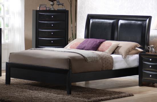 Briana Queen Upholstered Panel Bed Black