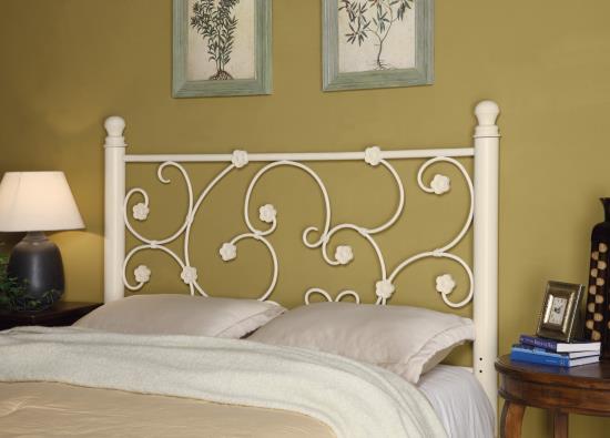 Chelsea Full/Queen Headboard with Floral Pattern White