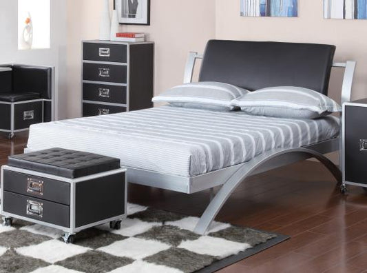 Leclair Full Metal Bed Black and Silver