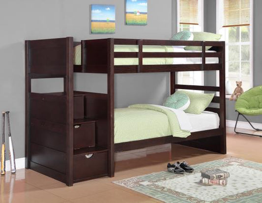 Elliott Twin over Twin Stairway Bunk Bed Cappuccino