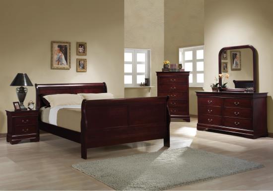 Louis Philippe Bedroom Set with Sleigh Headboard