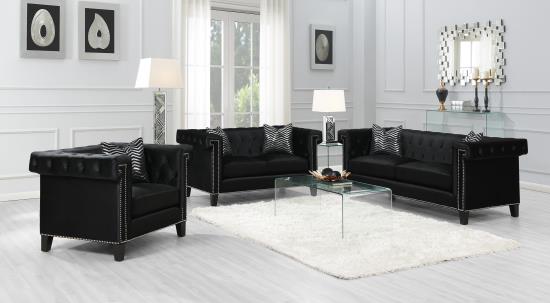 Reventlow Upholstered Tufted Living Room Set Black
