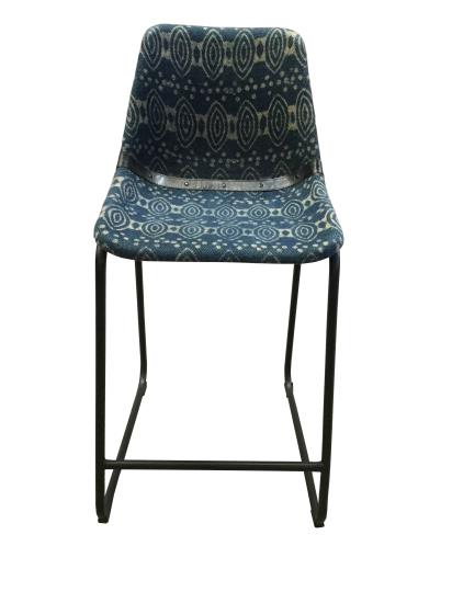 Marquise Counter Height Stools with Footrest Blue and Matte Black (Set of 2)