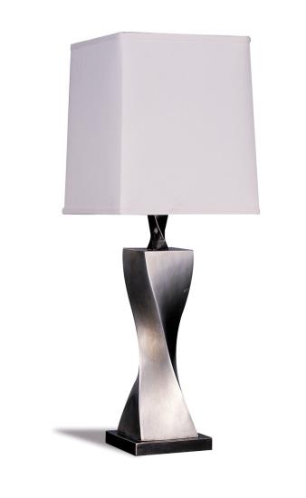 Keene Square Shade Table Lamps White and Antique Silver (Set of 2)