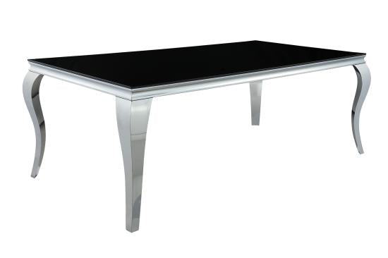 Carone Rectangular Glass Top Dining Table Black and Chrome