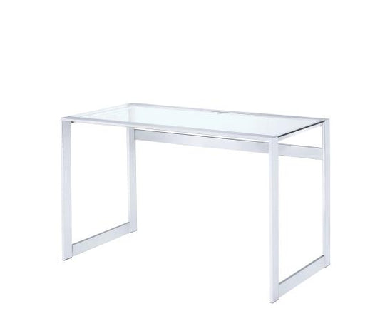 Hartford Glass Top Writing Desk Chrome