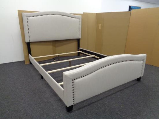 Hamden Full Upholstered Panel Bed Beige